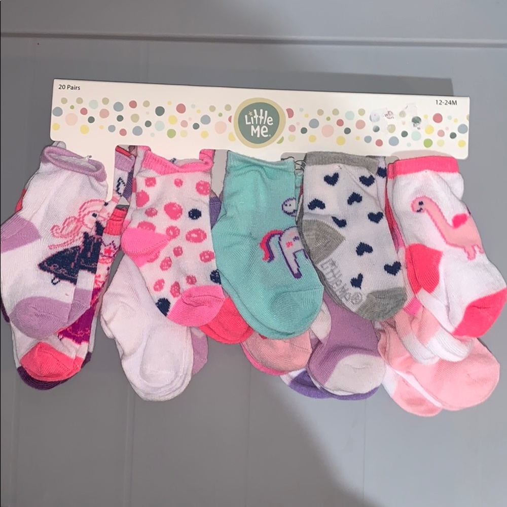 Brand new!! 20 pair of girl socks (12-24 months)